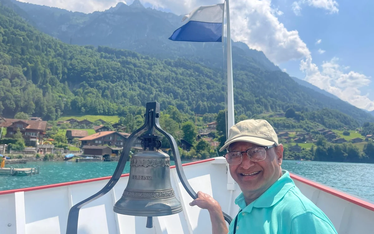 Interlaken seen from above on the strip of land between Lake Thun and Lake Brienz